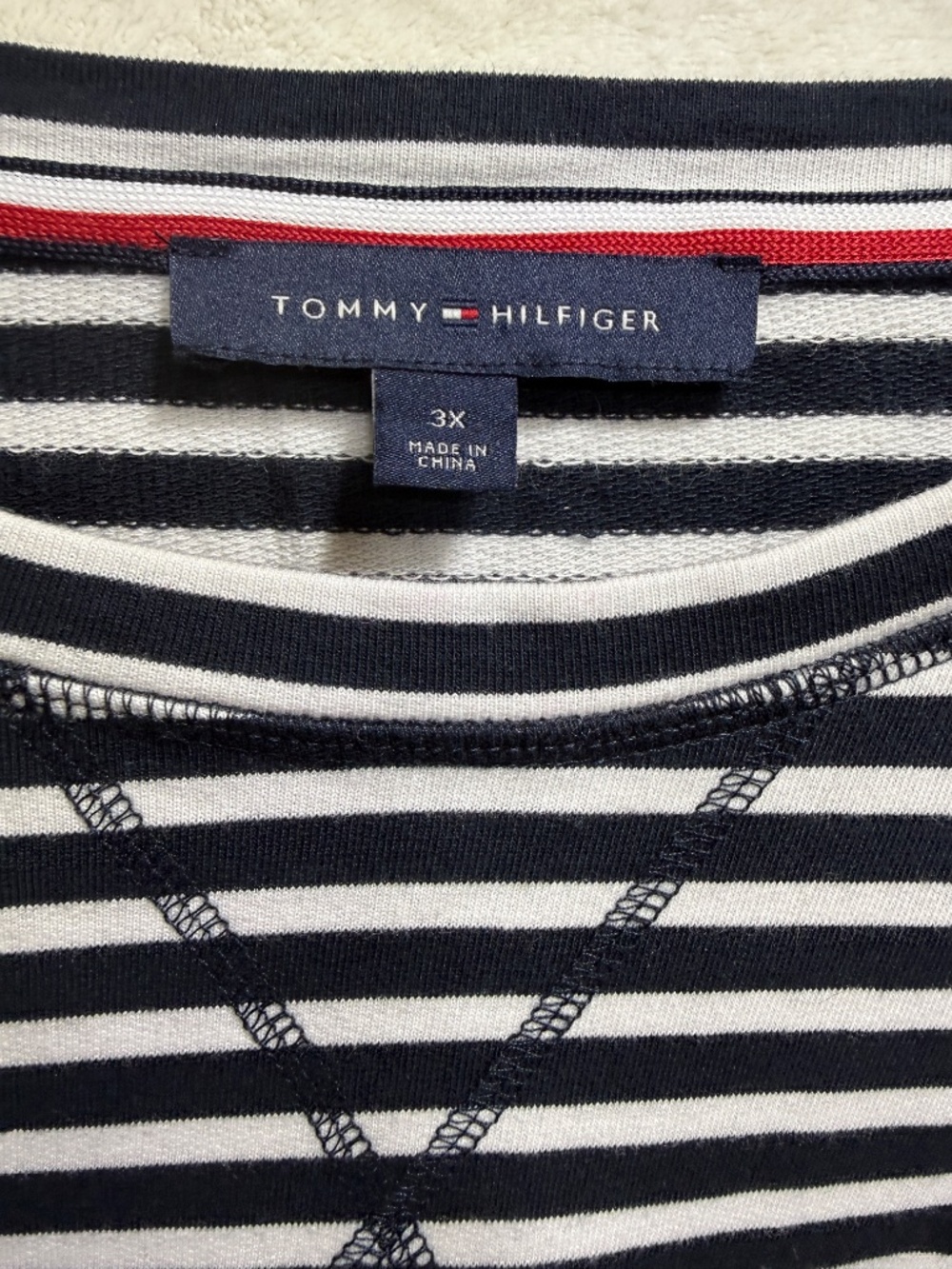 Tommy Hilfiger Striped Shirt Women's 3X Nautical Preppy Ruffle Sleeve Pullover - Picture 5 of 14